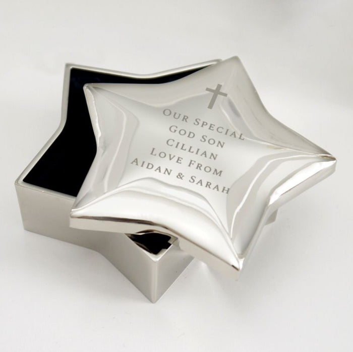 Personalised Christening Star Trinket Box - Any Message