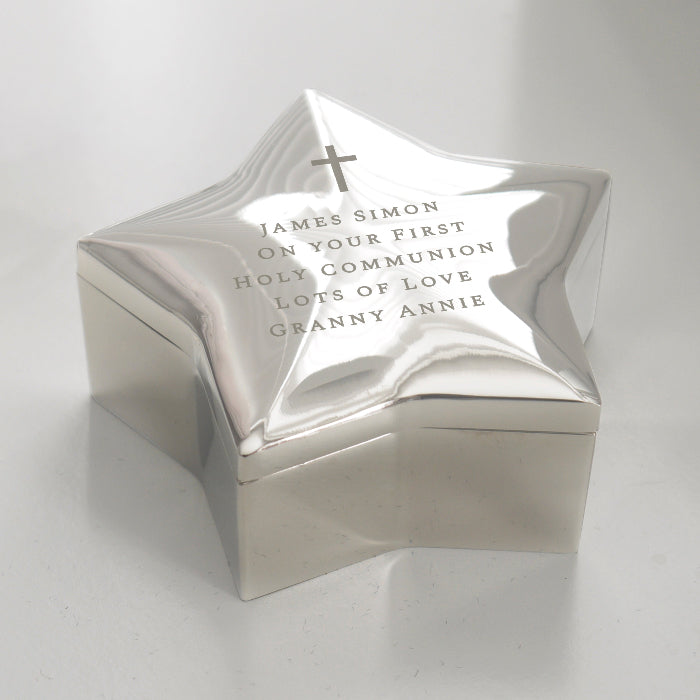 Personalised Holy Communion Star Trinket Box - Any Message