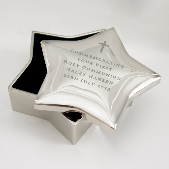 Personalised Holy Communion Star Trinket Box - Any Message