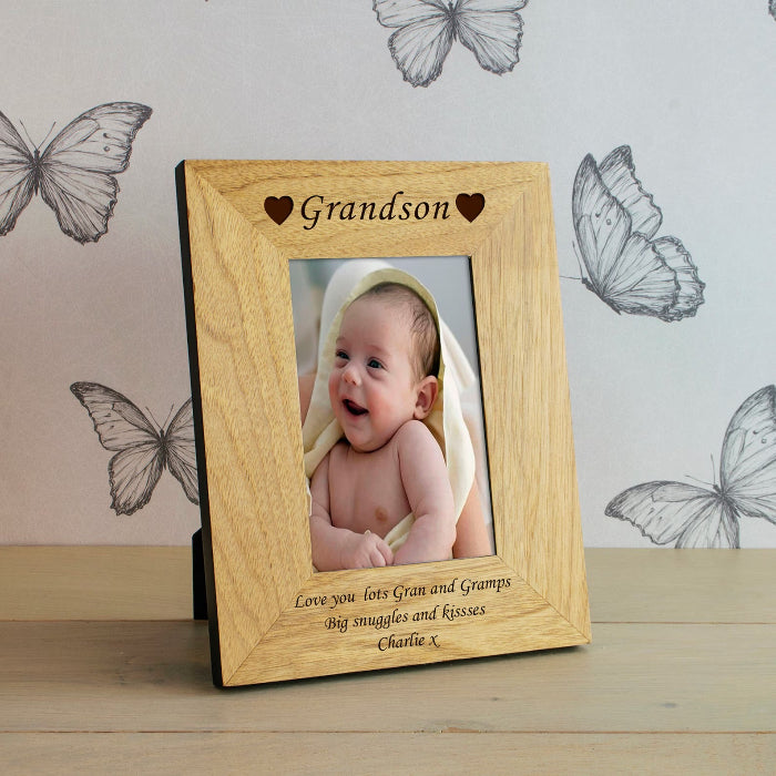 Engraved Grandson Wooden Photo Frame