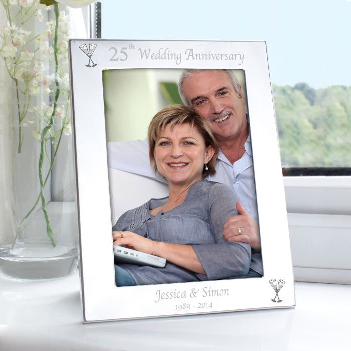 Engraved Silver 25th Wedding Anniversary Photo Frame 5x7
