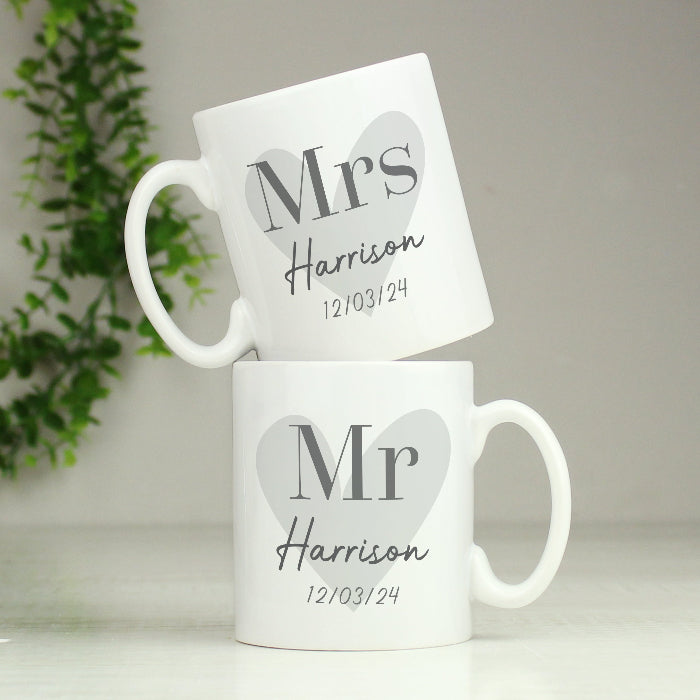 Personalised Couples Heart Mug Set