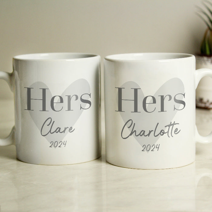 Personalised Couples Heart Mug Set