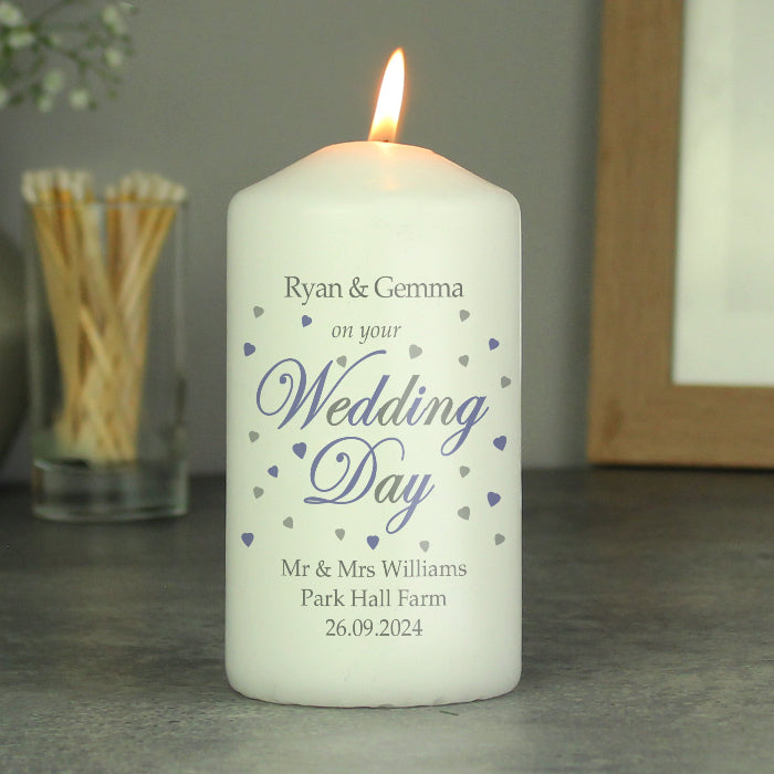 Personalised On Your Wedding Day Pillar Candle