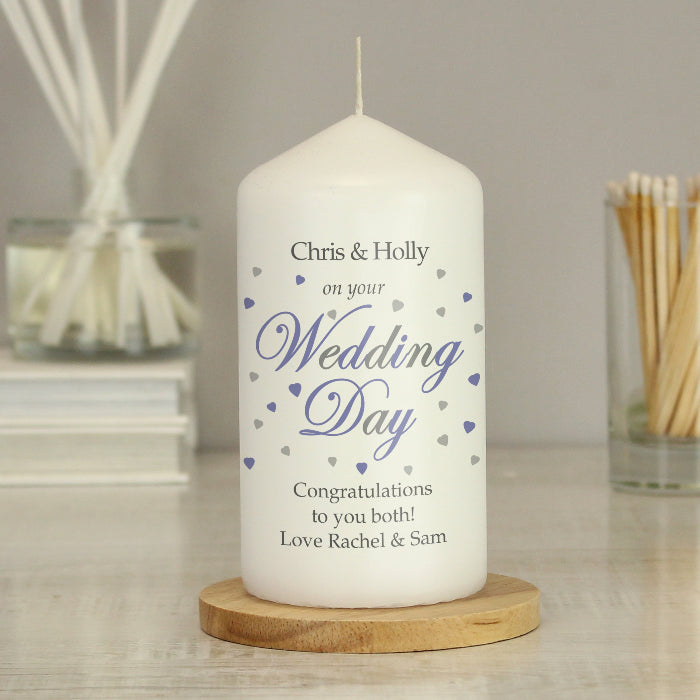 Personalised On Your Wedding Day Pillar Candle