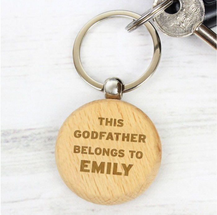 Personalised This Godfather Belongs To Wooden Keyring