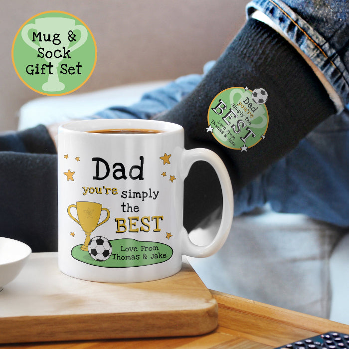 Personalised Dad You’re Simply The Best Football Mug & Socks Gift Set