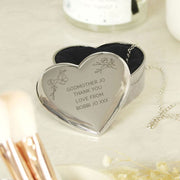 Personalised Godmother Silver Plated Heart Trinket Box - Any Message