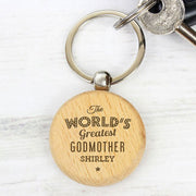 Personalised The World's Greatest Godmother Wooden Keyring