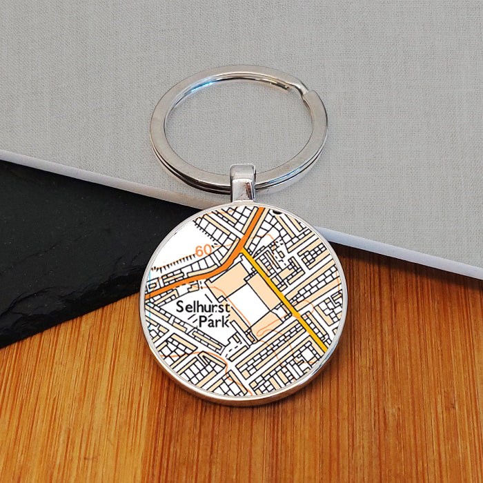 Football Team Club Stadium Map Metal Keyring