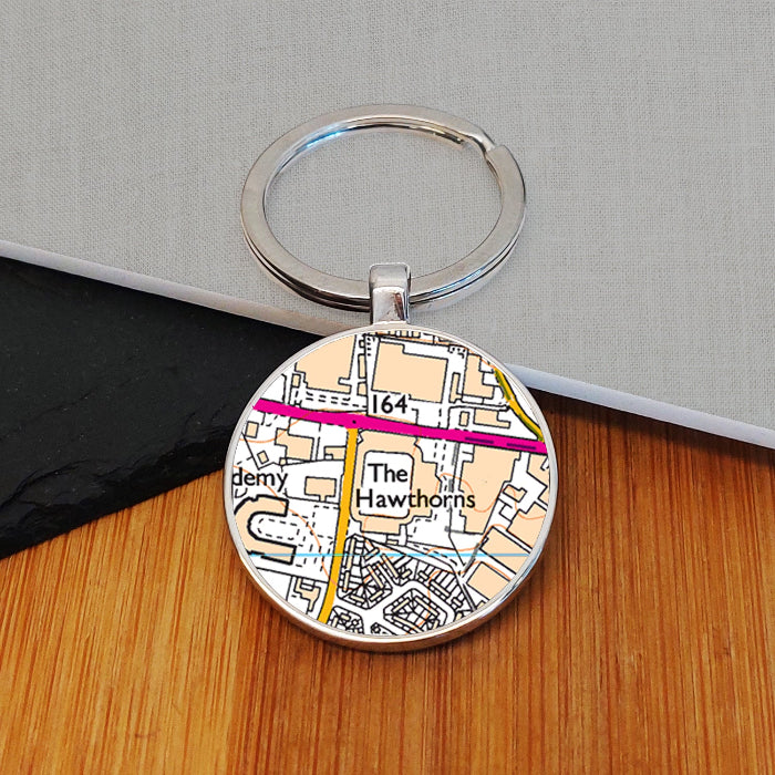 Football Team Club Stadium Map Metal Keyring