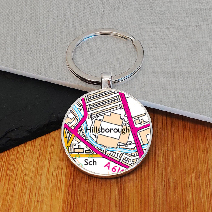 Football Team Club Stadium Map Metal Keyring