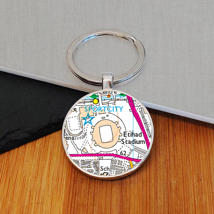 Football Team Club Stadium Map Metal Keyring