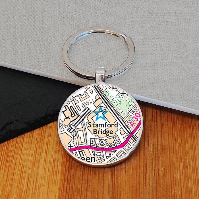 Football Team Club Stadium Map Metal Keyring