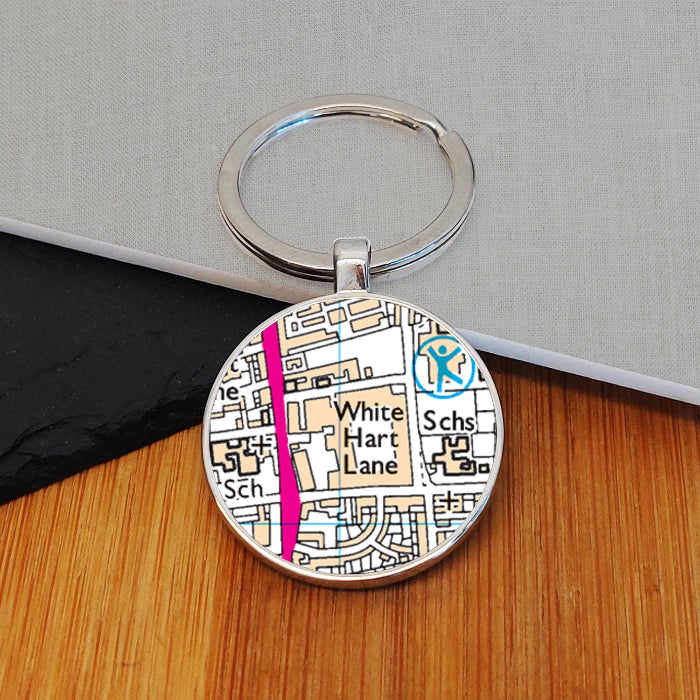 Football Team Club Stadium Map Metal Keyring