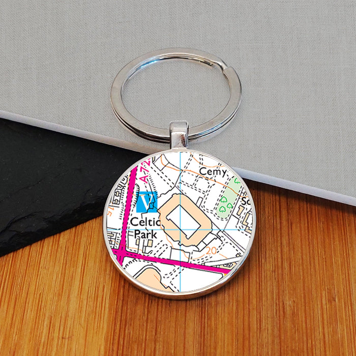 Football Team Club Stadium Map Metal Keyring