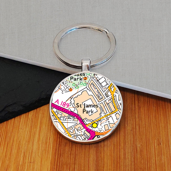 Football Team Club Stadium Map Metal Keyring