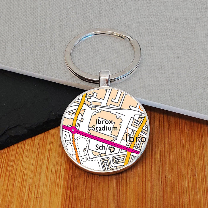 Football Team Club Stadium Map Metal Keyring