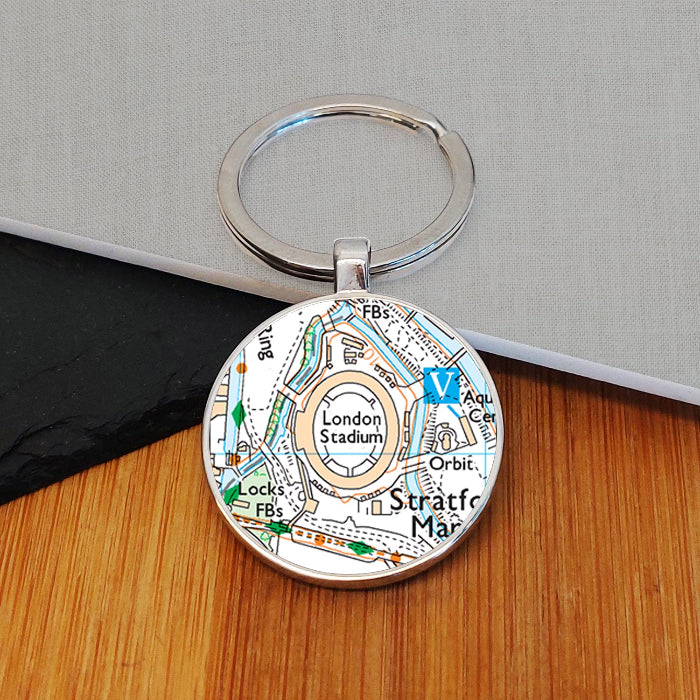 Football Team Club Stadium Map Metal Keyring