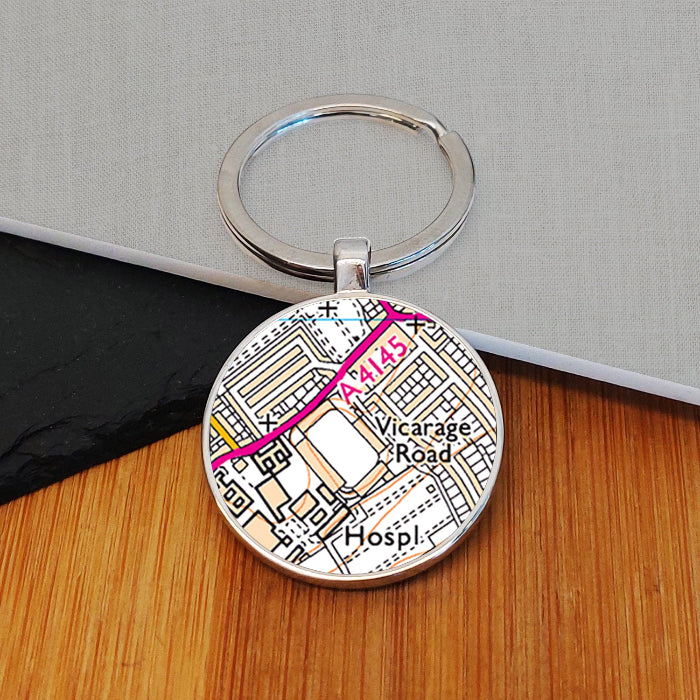Football Team Club Stadium Map Metal Keyring