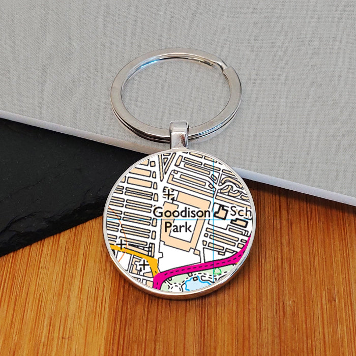 Football Team Club Stadium Map Metal Keyring