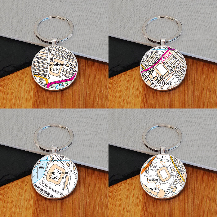 Football Team Club Stadium Map Metal Keyring