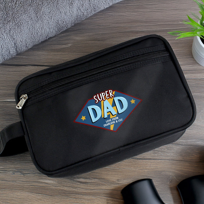 Personalised Super Dad Toiletry Wash Bag