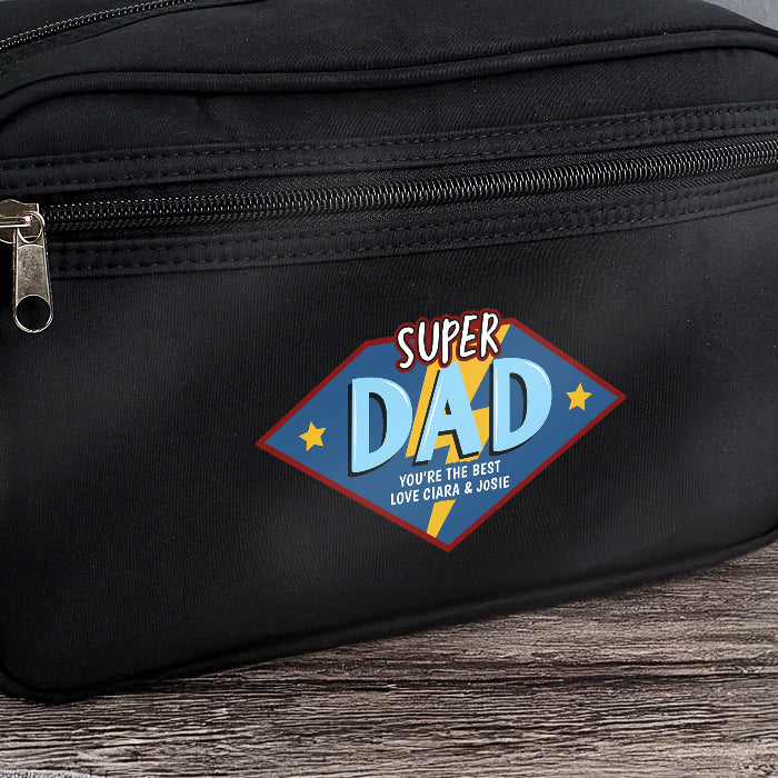 Personalised Super Dad Toiletry Wash Bag