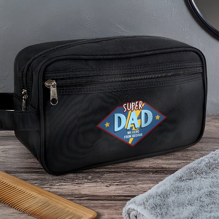 Personalised Super Dad Toiletry Wash Bag