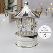 Personalised Baby Musical Carousel Christening Ornament