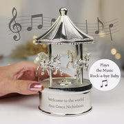 Personalised Baby Musical Carousel Christening Ornament