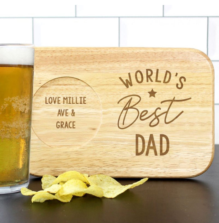 Engraved World's Best Dad Drink & Snack Board
