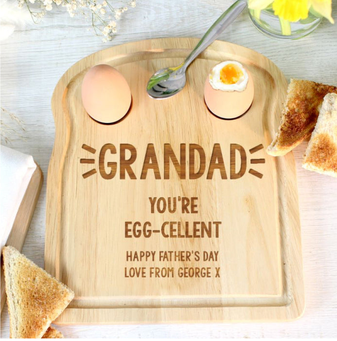 Personalised Egg-cellent Grandad Egg and Toast Board