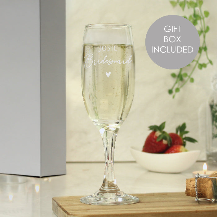 Engraved Bridesmaid Flute Glass & Gift Box
