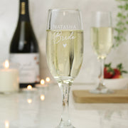 Engraved Bride Flute Glass & Gift Box