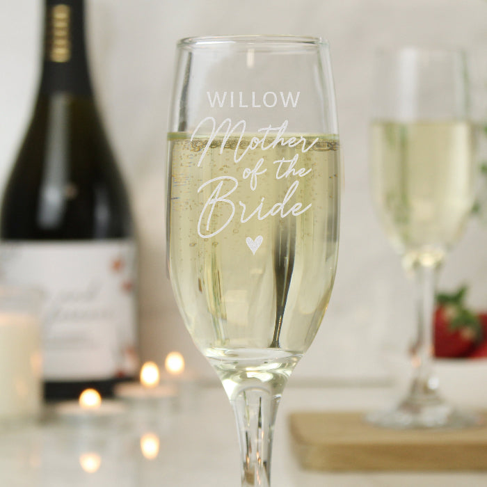 Engraved Mother of the Bride Flute Glass & Gift Box