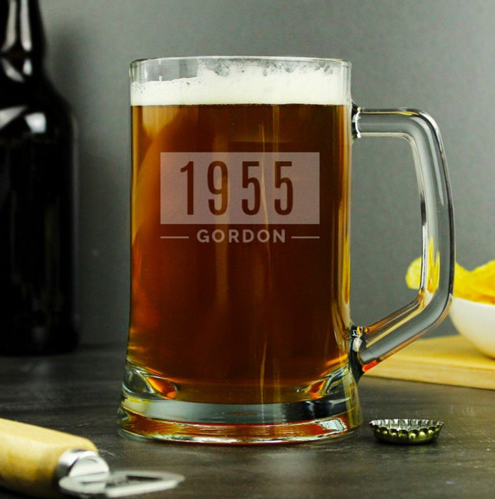 Engraved 70th Birthday Stern Tankard Pint Glass & Gift Box
