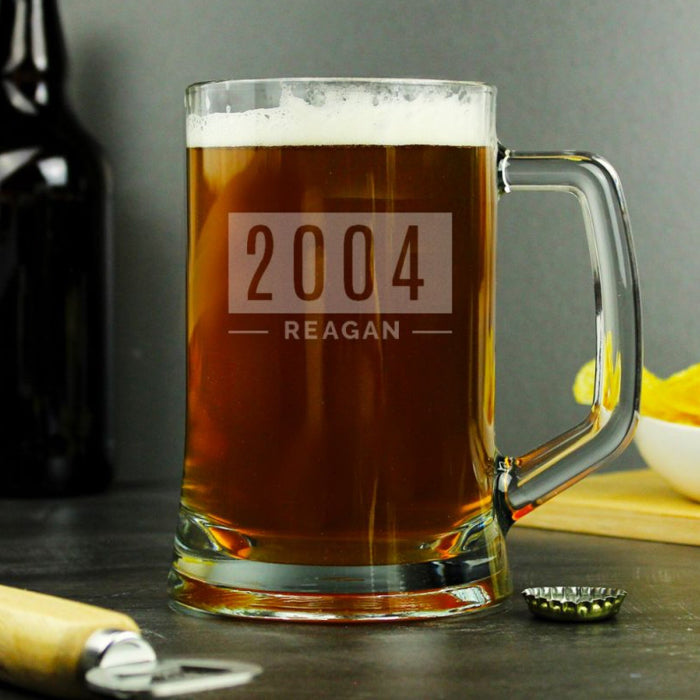 Engraved 21st Birthday Stern Tankard Pint Glass & Gift Box