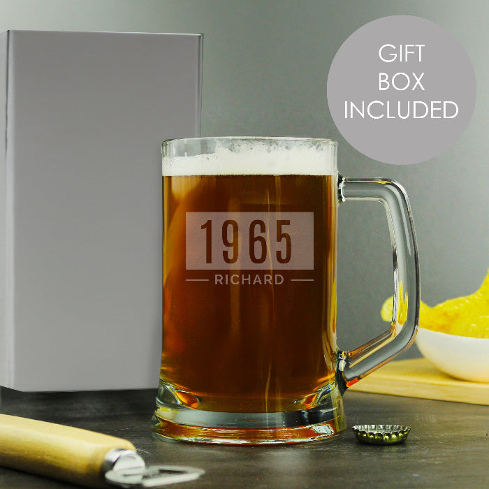 Engraved 60th Birthday Stern Tankard Pint Glass & Gift Box
