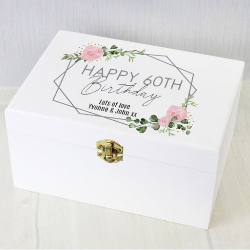 Personalised 60th Birthday Rose Keepsake Wooden Box