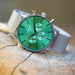 Engraved Men's Architect Motivator Quartz Watch - Envy Green With Silver Mesh Strap