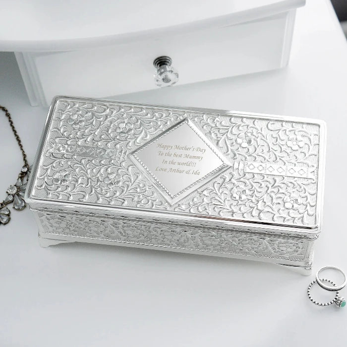 Engraved Silver Plated Trinket Box - Any Message