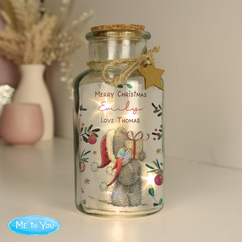Personalised Me to You Cosy Winter Christmas Led Light Jar