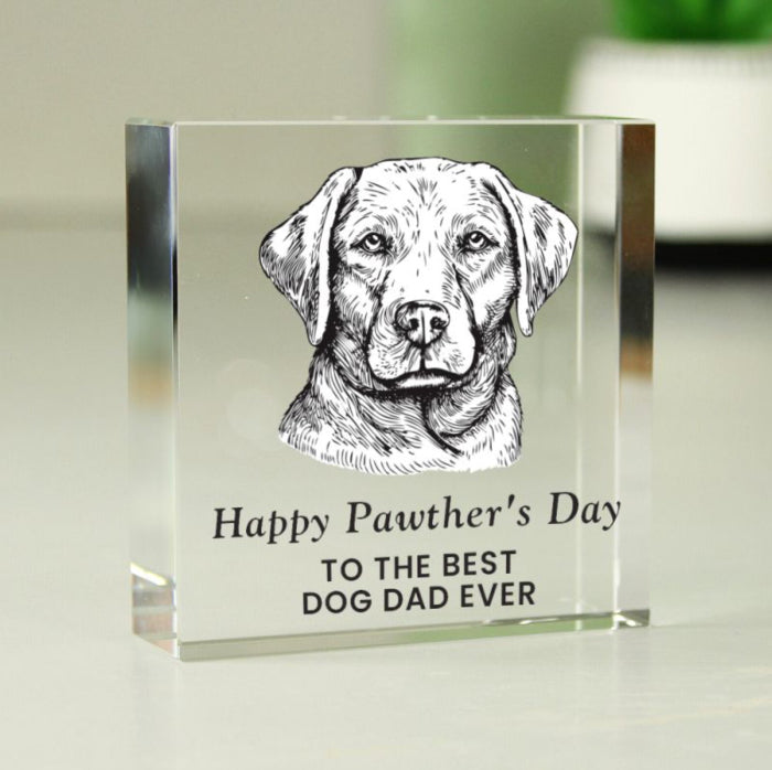 Personalised Father's Day Dog Dad Glass Block - Happy Pawther Day