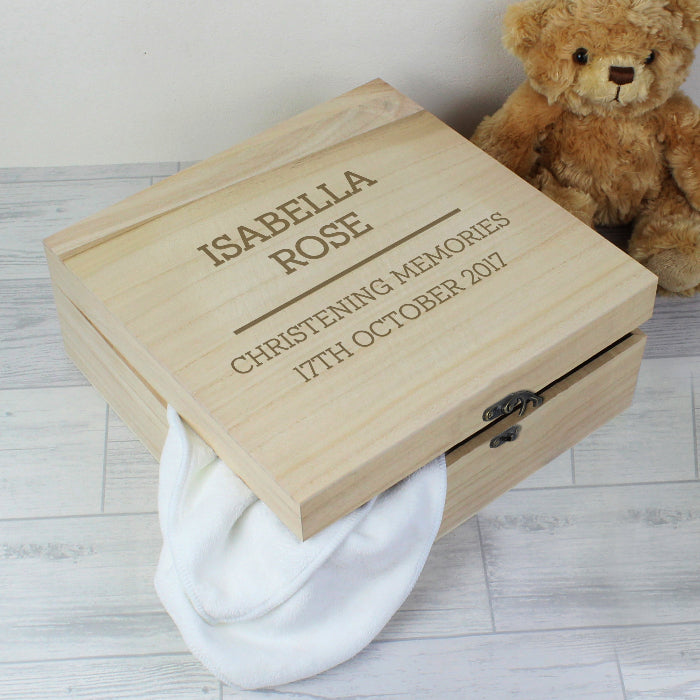 Personalised Christening Memory Wooden Keepsake Box