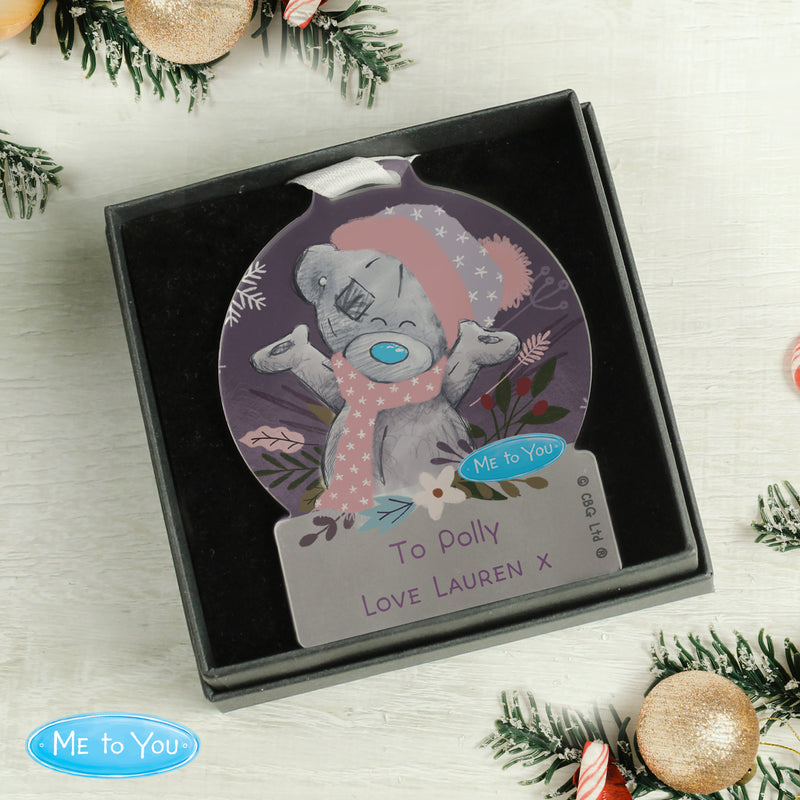Personalised Me to You Cosy Winter Christmas Acrylic Decoration
