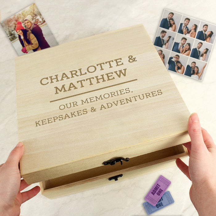 Engraved Any Message Large Wooden Keepsake Box
