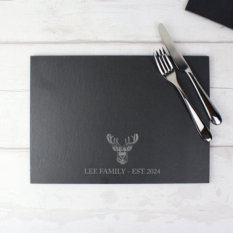 Personalised Stag Design Slate Placemat