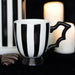 Black & White Striped Bat Wing Handle Tea Cup