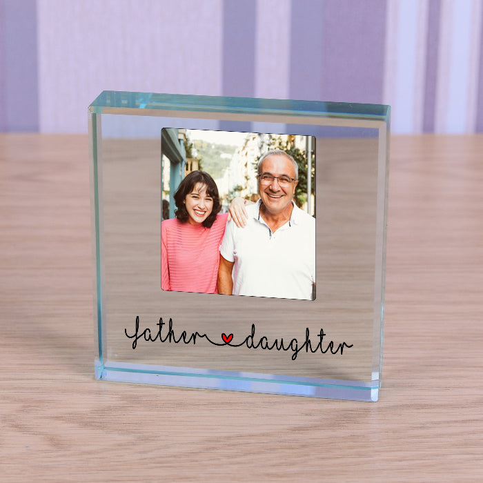 Father & Daughter Photo Glass Freestanding Keepsake